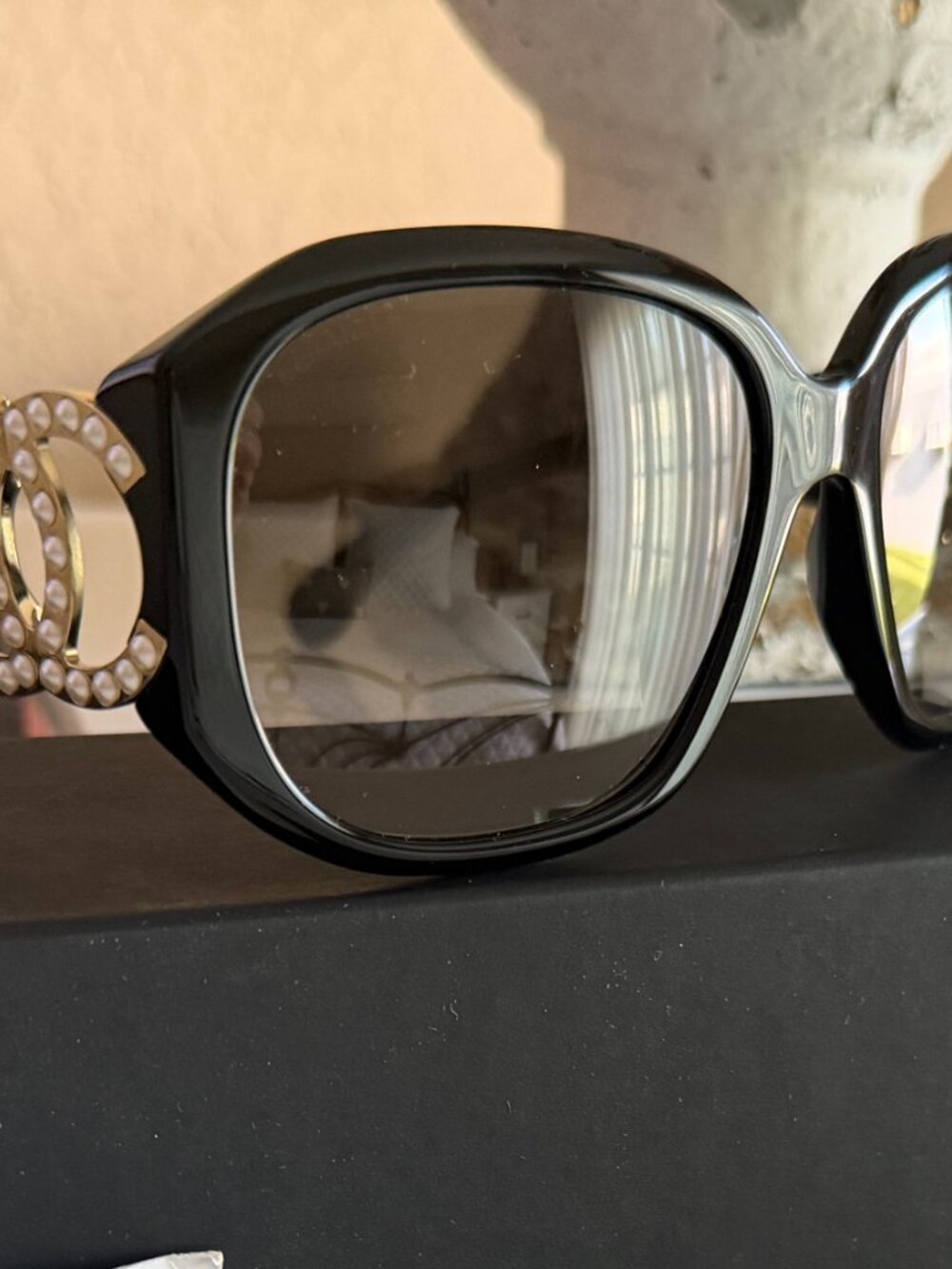 Chanel Acetate Pearl CC Square Sunglasses 71501-A Black - Picture 10 of 11